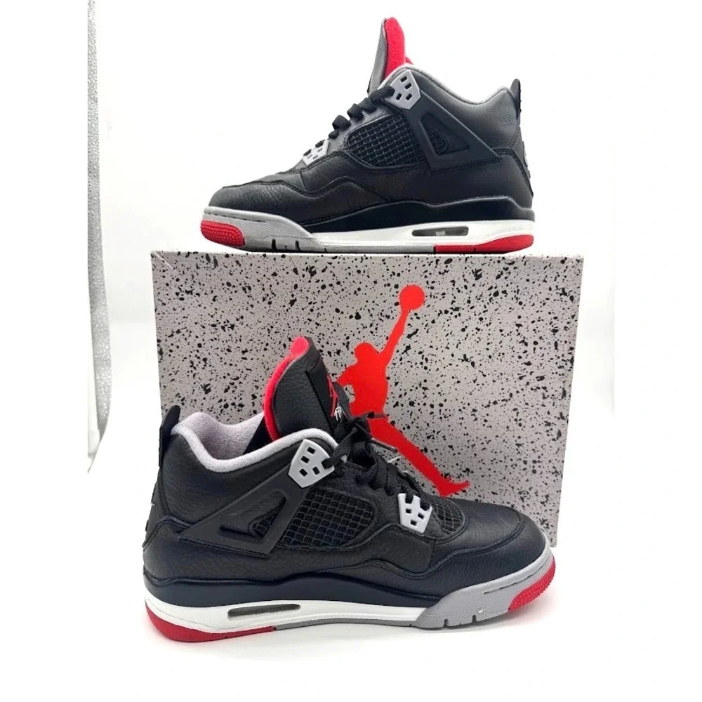 Nike Air Jordan 4 Retro GS Bred Reimagined Black Red 2024 7Y US 7Y w/ Box